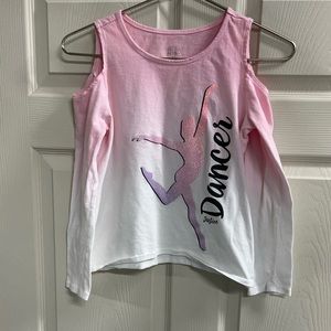 Justice Pink Ombré Dancer Cold Shoulder Long Sleeve Top - Size 10 - GUC